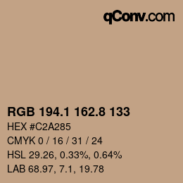 Código de color: RGB 194.1 162.8 133 | qconv.com