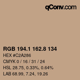Color code: RGB 194.1 162.8 134 | qconv.com