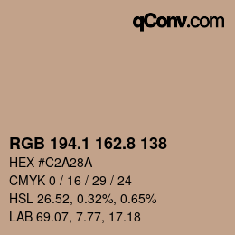 Color code: RGB 194.1 162.8 138 | qconv.com