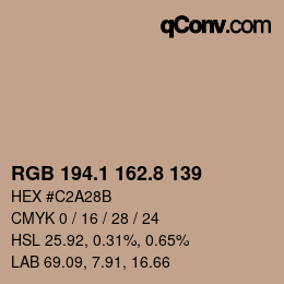Color code: RGB 194.1 162.8 139 | qconv.com