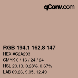 Color code: RGB 194.1 162.8 147 | qconv.com