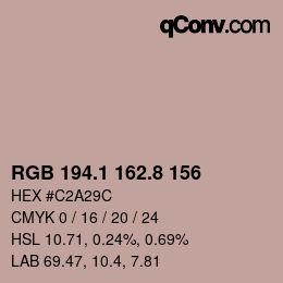 Código de color: RGB 194.1 162.8 156 | qconv.com