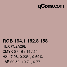 Farbcode: RGB 194.1 162.8 158 | qconv.com