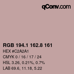 Color code: RGB 194.1 162.8 161 | qconv.com