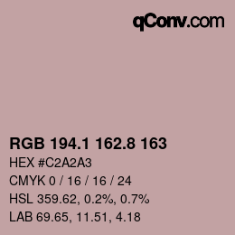 カラーコード: RGB 194.1 162.8 163 | qconv.com