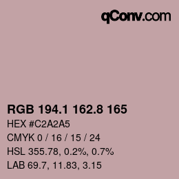 カラーコード: RGB 194.1 162.8 165 | qconv.com