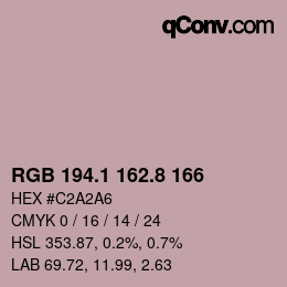 Color code: RGB 194.1 162.8 166 | qconv.com