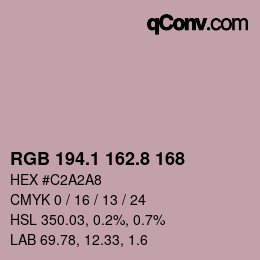 Color code: RGB 194.1 162.8 168 | qconv.com