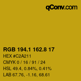 カラーコード: RGB 194.1 162.8 17 | qconv.com