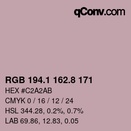 Color code: RGB 194.1 162.8 171 | qconv.com