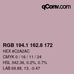 カラーコード: RGB 194.1 162.8 172 | qconv.com