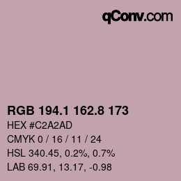 カラーコード: RGB 194.1 162.8 173 | qconv.com