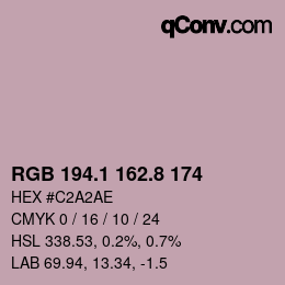 カラーコード: RGB 194.1 162.8 174 | qconv.com