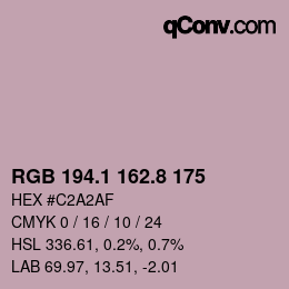 カラーコード: RGB 194.1 162.8 175 | qconv.com