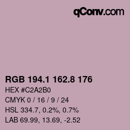 Color code: RGB 194.1 162.8 176 | qconv.com