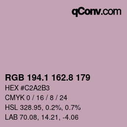 カラーコード: RGB 194.1 162.8 179 | qconv.com