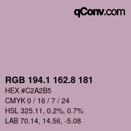 Color code: RGB 194.1 162.8 181 | qconv.com