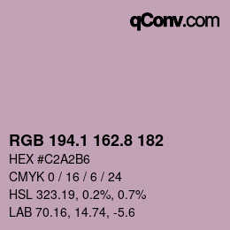 Color code: RGB 194.1 162.8 182 | qconv.com