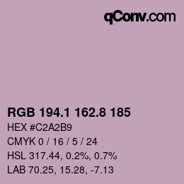 Color code: RGB 194.1 162.8 185 | qconv.com