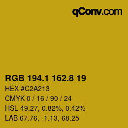 カラーコード: RGB 194.1 162.8 19 | qconv.com