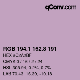 Color code: RGB 194.1 162.8 191 | qconv.com