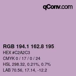 Color code: RGB 194.1 162.8 195 | qconv.com
