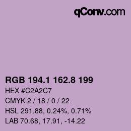 カラーコード: RGB 194.1 162.8 199 | qconv.com