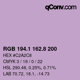 カラーコード: RGB 194.1 162.8 200 | qconv.com