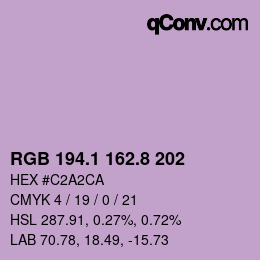 Color code: RGB 194.1 162.8 202 | qconv.com