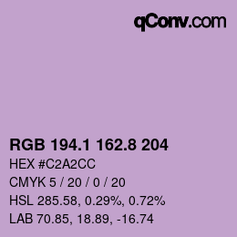 カラーコード: RGB 194.1 162.8 204 | qconv.com
