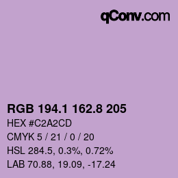 カラーコード: RGB 194.1 162.8 205 | qconv.com