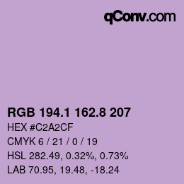 Color code: RGB 194.1 162.8 207 | qconv.com