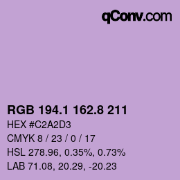カラーコード: RGB 194.1 162.8 211 | qconv.com