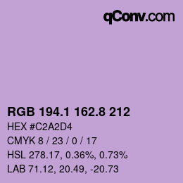 Color code: RGB 194.1 162.8 212 | qconv.com