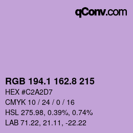 カラーコード: RGB 194.1 162.8 215 | qconv.com