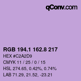 Color code: RGB 194.1 162.8 217 | qconv.com