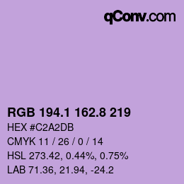 カラーコード: RGB 194.1 162.8 219 | qconv.com