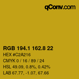 カラーコード: RGB 194.1 162.8 22 | qconv.com