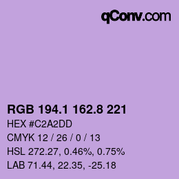 カラーコード: RGB 194.1 162.8 221 | qconv.com