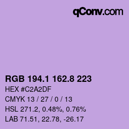 カラーコード: RGB 194.1 162.8 223 | qconv.com