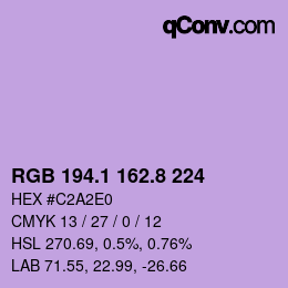 カラーコード: RGB 194.1 162.8 224 | qconv.com