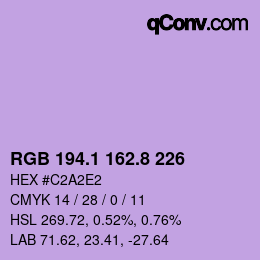 カラーコード: RGB 194.1 162.8 226 | qconv.com