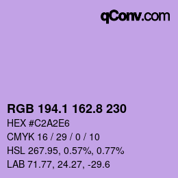 カラーコード: RGB 194.1 162.8 230 | qconv.com
