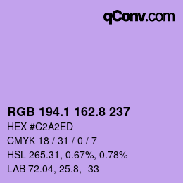 カラーコード: RGB 194.1 162.8 237 | qconv.com