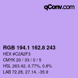 カラーコード: RGB 194.1 162.8 243 | qconv.com