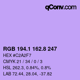 カラーコード: RGB 194.1 162.8 247 | qconv.com