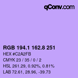 カラーコード: RGB 194.1 162.8 251 | qconv.com