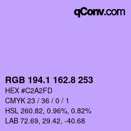 カラーコード: RGB 194.1 162.8 253 | qconv.com