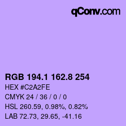 カラーコード: RGB 194.1 162.8 254 | qconv.com