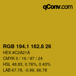 カラーコード: RGB 194.1 162.8 26 | qconv.com